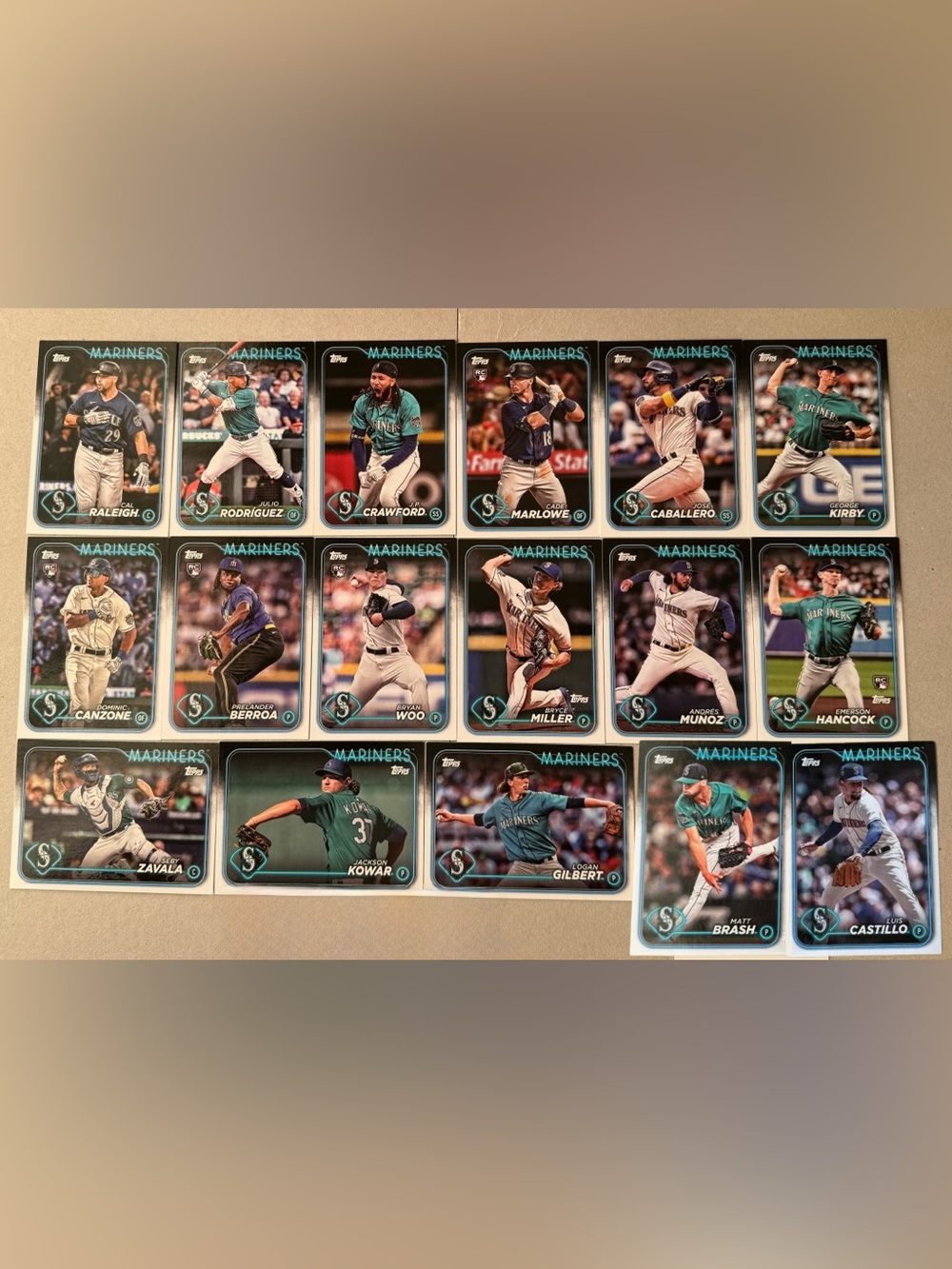 Seattle Mariners Topps Baseball Cards 2024 Team Set